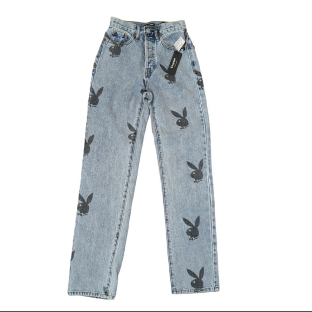 Playboy by Pacsun Blue Demin Bunny Logo Jeans